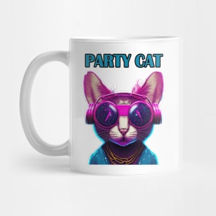 Party Cat Synthwave Retro Mug